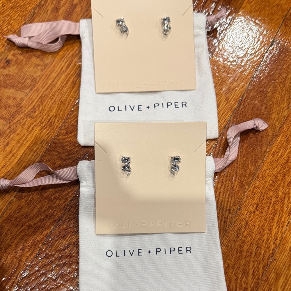 Olive + Piper Silver Crystal Stud Earrings - Silver